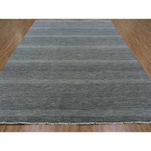 9'x12' Dim Gray, Tone on Tone, Hand Knotted, Modern Grass Design, Natural Undyed Wool, Oriental Rug FWR477666