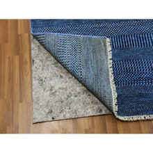 Load image into Gallery viewer, 8&#39;2&quot;x10&#39; Braves Navy Blue, Densely Woven, Dyed, Wool and Silk, Hand Knotted Modern Grass Design, Tone on Tone, Soft Pile, Oriental Rug FWR477672