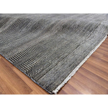 Load image into Gallery viewer, 8&#39;1&quot;x10&#39;3&quot; DavyÕs Gray, Dyed Densely Woven Tone on Tone, Soft to the Touch Wool and Silk, Hand Knotted Modern Grass Design, Oriental Rug FWR477684