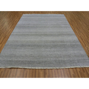 8'x10'3" Best Gray, Tone on Tone, Wool and Silk, Hand Knotted Dyed Grass Design, Oriental Rug FWR477696