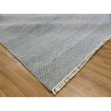 Load image into Gallery viewer, 8&#39;x10&#39;3&quot; Best Gray, Tone on Tone, Wool and Silk, Hand Knotted Dyed Grass Design, Oriental Rug FWR477696