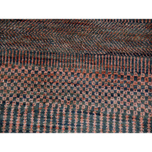 Load image into Gallery viewer, 8&#39;1&quot;x10&#39;2&quot; Rust Brown, Modern Grass Design, Soft Pile, Dense Weave, Tone on Tone, Dyed, Wool and Silk Hand Knotted, Oriental Rug FWR477702