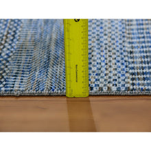 Load image into Gallery viewer, 2&#39;7&quot;x18&#39;1&quot; Space Cadet Blue, Tone on Tone, Hand Knotted, XL Runner Natural Dyed Wool Grass Design Oriental Rug FWR477720