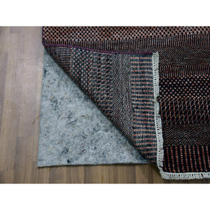 2'7"x17'10" Heavy Brown, Tone on Tone, Soft to the Touch, Hand Knotted, Dyed, Wool and Silk, Modern Grass Design, Dense Weave, XL Runner Oriental Rug FWR477726