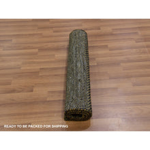 Load image into Gallery viewer, 2&#39;1&quot;x3&#39;1&quot; Asphalt Black, Tone on Tone, Modern Grass Design, Dyed Natural Wool, Hand Knotted, Mat Oriental Rug FWR477774