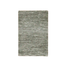 Load image into Gallery viewer, 2&#39;1&quot;x3&#39;1&quot; Echo Gray, Tone on Tone, Hand Knotted, Pure Dyed Wool, Grass Design Mat Oriental Rug FWR477804