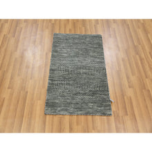 Load image into Gallery viewer, 2&#39;1&quot;x3&#39;1&quot; Echo Gray, Tone on Tone, Hand Knotted, Pure Dyed Wool, Grass Design Mat Oriental Rug FWR477804