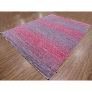 9'4"x12'2" Desire Red, Modern Chiaroscuro Collection, Thick and Plush, Dyed, Natural Wool Hand Knotted, Oriental Rug FWR477870