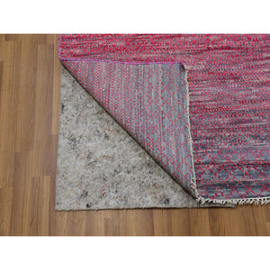 9'4"x12'2" Desire Red, Modern Chiaroscuro Collection, Thick and Plush, Dyed, Natural Wool Hand Knotted, Oriental Rug FWR477870