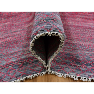 9'4"x12'2" Desire Red, Modern Chiaroscuro Collection, Thick and Plush, Dyed, Natural Wool Hand Knotted, Oriental Rug FWR477870