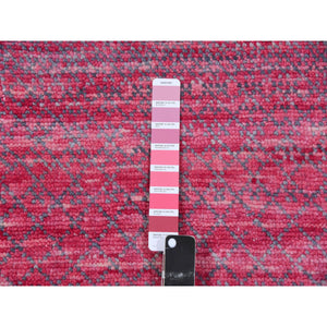 9'4"x12'2" Desire Red, Modern Chiaroscuro Collection, Thick and Plush, Dyed, Natural Wool Hand Knotted, Oriental Rug FWR477870