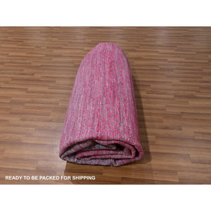 9'4"x12'2" Desire Red, Modern Chiaroscuro Collection, Thick and Plush, Dyed, Natural Wool Hand Knotted, Oriental Rug FWR477870
