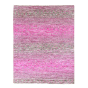 7'10"x10'1" Taffy Pink, Dyed, Extra Soft Wool, Modern Chiaroscuro Collection, Thick and Plush Hand Knotted, Oriental Rug FWR477900