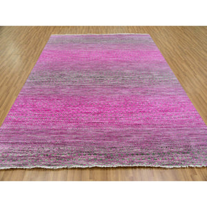 7'10"x10'1" Taffy Pink, Dyed, Extra Soft Wool, Modern Chiaroscuro Collection, Thick and Plush Hand Knotted, Oriental Rug FWR477900