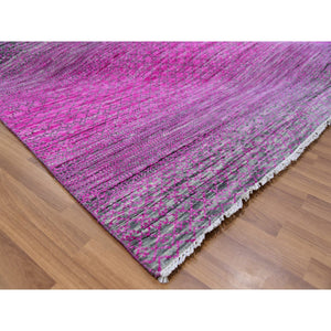 7'10"x10'1" Taffy Pink, Dyed, Extra Soft Wool, Modern Chiaroscuro Collection, Thick and Plush Hand Knotted, Oriental Rug FWR477900