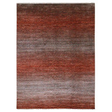 Load image into Gallery viewer, 8&#39;8&quot;x11&#39;10&quot; Auburn Brown, Dyed, Pure Wool, Hand Knotted, Modern Chiaroscuro Collection, Thick and Plush, Oriental Rug FWR477906