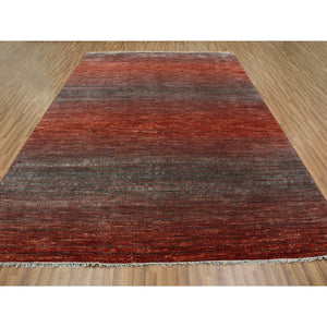 8'8"x11'10" Auburn Brown, Dyed, Pure Wool, Hand Knotted, Modern Chiaroscuro Collection, Thick and Plush, Oriental Rug FWR477906