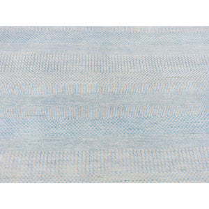 6'x9'2" Light Blue, Grass Design, Densely Woven, Modern, Wool and Silk, Hand Knotted Oriental Rug FWR480060