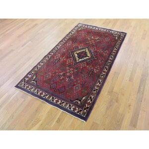 4'x7'7" Terracotta Red, Semi Antique Persian Joshagan, Full Pile, Soft and Pliable Wool, Hand Knotted, Clean, Sides and Ends Professionally Secured, Oriental Rug FWR480252