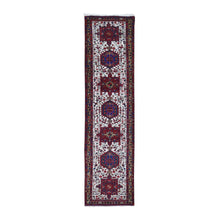 Load image into Gallery viewer, 3&#39;x11&#39;4&quot; Ivory Full Pile Tribal Weaving Vintage Persian Karajeh Excellent Condition Natural Wool Hand Knotted Runner Oriental Rug FWR480264