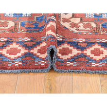 Load image into Gallery viewer, 4&#39;x6&#39;8&quot; Coral Red, Afghan Ersari with Geometric Elephant Feet Design, Soft Wool, Hand Knotted, Oriental Rug FWR480270