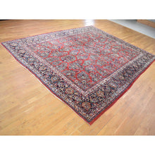 Load image into Gallery viewer, 10&#39;5&quot;x13&#39;7&quot; Tomato Red, Antique Persian Sarouk with Flower Bouquet Design, Full Pile Soft and Clean Mint Condition, Hand Knotted 100% Wool Oriental Rug FWR480324