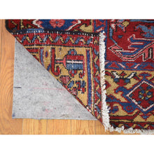 Load image into Gallery viewer, 7&#39;4&quot;x9&#39;9&quot; Tomato Red With Gold, Antique Persian Heriz All Over Geometric Design, Pure Wool, Full Pile, Excellent Condition, Hand Knotted, Clean, Sides and Ends Professionally Secured, Oriental Rug FWR480414