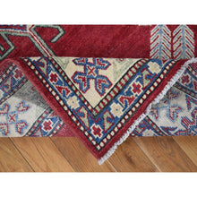 Load image into Gallery viewer, 5&#39;3&quot;x7&#39;1&quot; Rich Red, Afghan Special Kazak with Geometric Design, Natural Dyes, Hand Knotted, Pure Wool Oriental Rug FWR480498