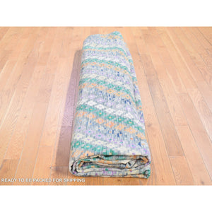 10'3'x13'5" Gray, Afghan Kilim with Geometric Design, Multicolor Flat Weave Vertical Zig Zag Design Vegetable Dyes, Pure Wool Hand Knotted Oriental Rug FWR480522