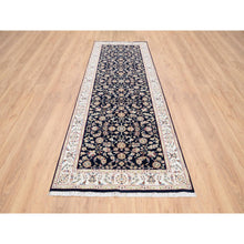 Load image into Gallery viewer, 2&#39;8&quot;x9&#39;10&quot; Midnight Blue, Wool 250 KPSI Hand Knotted, Nain All Over Flower Design, Fine Runner Oriental Rug FWR480534
