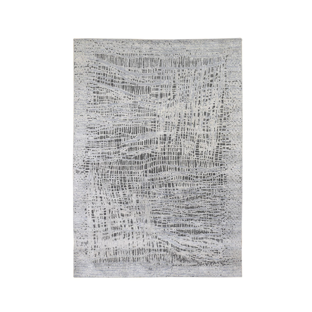 6'x9' THE LOST BRANCHES, Silk with Textured Wool, Hand Knotted Oriental Rug FWR480576