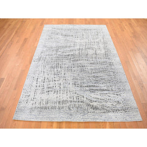 6'x9' THE LOST BRANCHES, Silk with Textured Wool, Hand Knotted Oriental Rug FWR480576