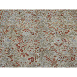 8'7"x14'10" Beige, Antique European Donegal, Excellent Condition Pure Wool Hand Knotted, Extra Wide Gallery Size Oriental Rug FWR480594