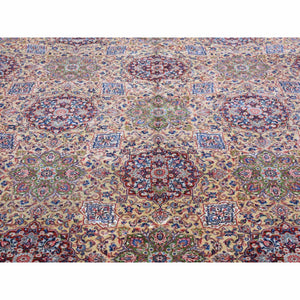 11'5"x15'9" Light Yellow, Antique Persian Sherkat, Hand Knotted, Mint Condition, Pure Wool, Oversized Oriental Rug FWR480666
