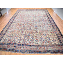 Load image into Gallery viewer, 13&#39;10&quot;x19&#39;5&quot; Beige, Handmade Antique Persian Mahal, Areas of Wear, Sides and Ends Professionally Secured, Pure Wool, Oversized Oriental Rug FWR480696