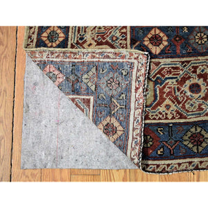 13'10"x19'5" Beige, Handmade Antique Persian Mahal, Areas of Wear, Sides and Ends Professionally Secured, Pure Wool, Oversized Oriental Rug FWR480696