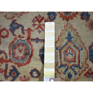 13'10"x19'5" Beige, Handmade Antique Persian Mahal, Areas of Wear, Sides and Ends Professionally Secured, Pure Wool, Oversized Oriental Rug FWR480696