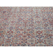 Load image into Gallery viewer, 13&#39;10&quot;x19&#39;5&quot; Beige, Handmade Antique Persian Mahal, Areas of Wear, Sides and Ends Professionally Secured, Pure Wool, Oversized Oriental Rug FWR480696