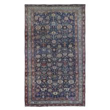 Load image into Gallery viewer, 11&#39;x19&#39; Navy Blue, Antique Persian Bijar, Even Wear, Clean, Sides and Ends Professionally Secured, Pure Wool, Hand Knotted Oversized Oriental Rug FWR480702