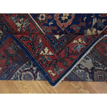 Load image into Gallery viewer, 11&#39;x19&#39; Navy Blue, Antique Persian Bijar, Even Wear, Clean, Sides and Ends Professionally Secured, Pure Wool, Hand Knotted Oversized Oriental Rug FWR480702
