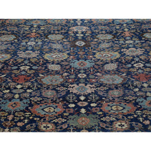 Load image into Gallery viewer, 11&#39;x19&#39; Navy Blue, Antique Persian Bijar, Even Wear, Clean, Sides and Ends Professionally Secured, Pure Wool, Hand Knotted Oversized Oriental Rug FWR480702