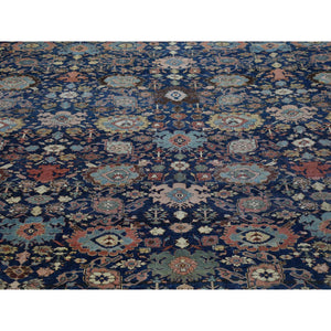 11'x19' Navy Blue, Antique Persian Bijar, Even Wear, Clean, Sides and Ends Professionally Secured, Pure Wool, Hand Knotted Oversized Oriental Rug FWR480702