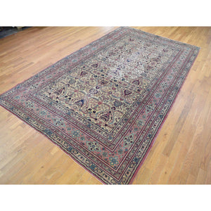 7'7"x12'7" Beige, Antique Turkish Sivas, Mint Condition, Clean and Soft, Sides and Ends Professionally Secured, Pure Wool, Hand Knotted Gallery Size Oriental Rug FWR480732