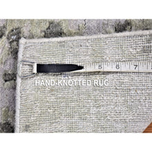 Load image into Gallery viewer, 2&#39;6&quot;x10&#39;4&quot; Gray, Modern Abstract Design, Denser Weave, Hand Knotted Pure Wool Runner Oriental Rug FWR480738