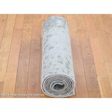 Load image into Gallery viewer, 2&#39;6&quot;x10&#39;4&quot; Gray, Modern Abstract Design, Denser Weave, Hand Knotted Pure Wool Runner Oriental Rug FWR480738