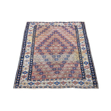 Load image into Gallery viewer, 3&#39;9&quot;x4&#39;8&quot; Honey Brown, Antique Caucasian Kazak Geometric Triangle Design, Pure Wool Hand Knotted, Good Condition Even Wear Clean Sides and Ends Professionally Secured, Oriental Rug FWR480828