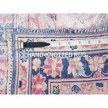 Load image into Gallery viewer, 10&#39;x12&#39;10&quot; Blue, Vintage Persian Kerman Cropped Thin, Distressed Look Worn Wool Hand Knotted, Oriental Rug FWR480834