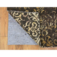 Load image into Gallery viewer, 4&#39;8&quot;x18&#39;2&quot; Chocolate Brown, Modern Damask Hand Knotted, Tone on Tone Wool and Silk, Wide Runner Oriental Rug FWR480852
