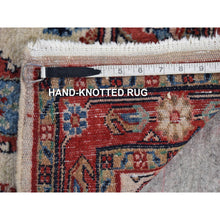 Load image into Gallery viewer, 2&#39;7&quot;x6&#39;8&quot; Ivory, Semi Antique Persian Kazvin, Pure Wool Hand Knotted, Full Pile Excellent Condition, Runner Oriental Rug FWR480882
