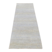 Load image into Gallery viewer, 2&#39;8&quot;x9&#39;1&quot; Gray, Modern Grass Design Gabbeh, Densely Woven Hand Knotted Wool and Silk, Runner Oriental Rug FWR481002